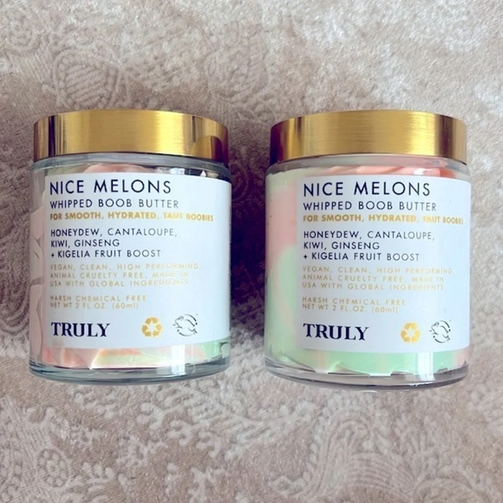 Brand New Set of 2 Truly Nice Melons Whipped Boob Butter Smooth Taut Moisturizer